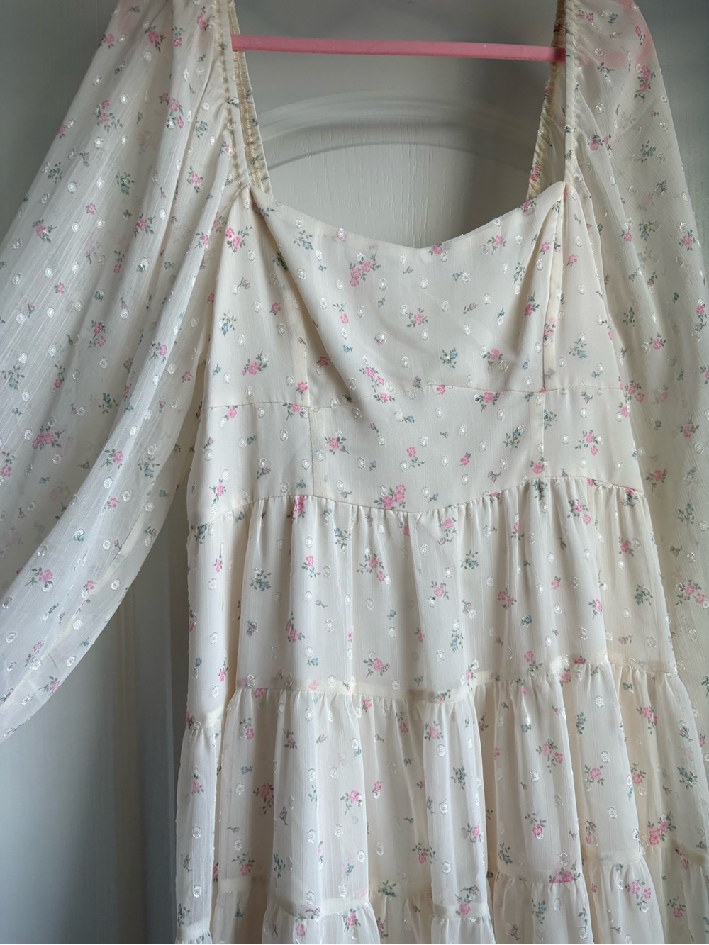 Altar'd State Cream Mini Dress with Pink Floral Print - Picture 3 of 8